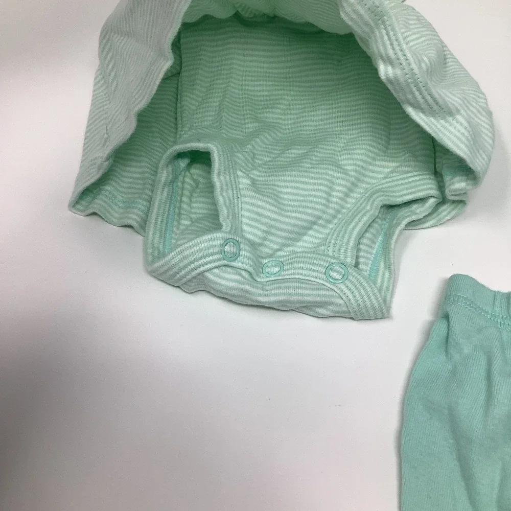 Carter's Baby Girl 3pc Lot Newborn Mint‎ Dress Vest Leggings